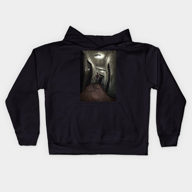 There is something on the third floor Kids Hoodie by Danny Ingrassia Art